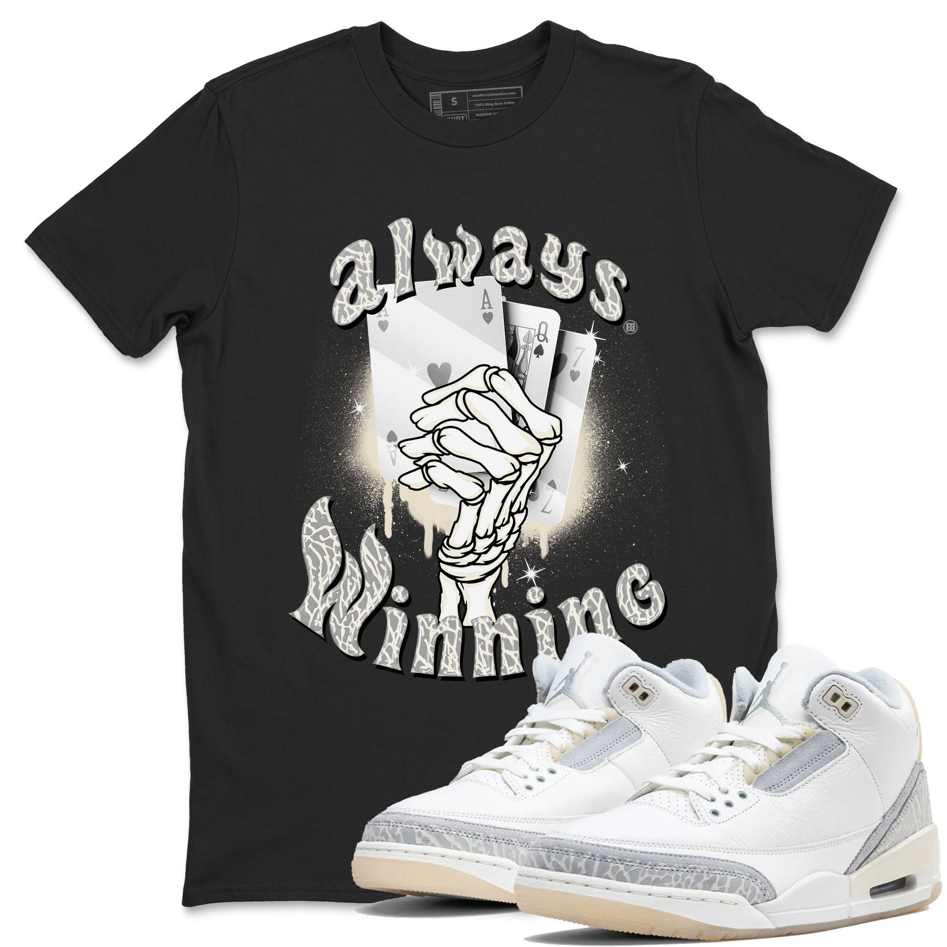 Air Jordan 3 Craft Ivory shirt to match jordans Always Winning sneaker tees 3s Ivory SNRT Sneaker Release Tees unisex cotton Black 1 crew neck shirt