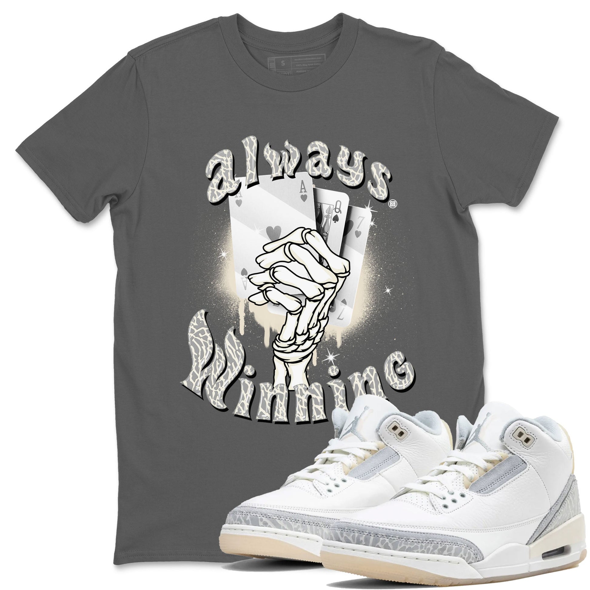 Air Jordan 3 Craft Ivory shirt to match jordans Always Winning sneaker tees 3s Ivory SNRT Sneaker Release Tees unisex cotton Cool Grey 1 crew neck shirt