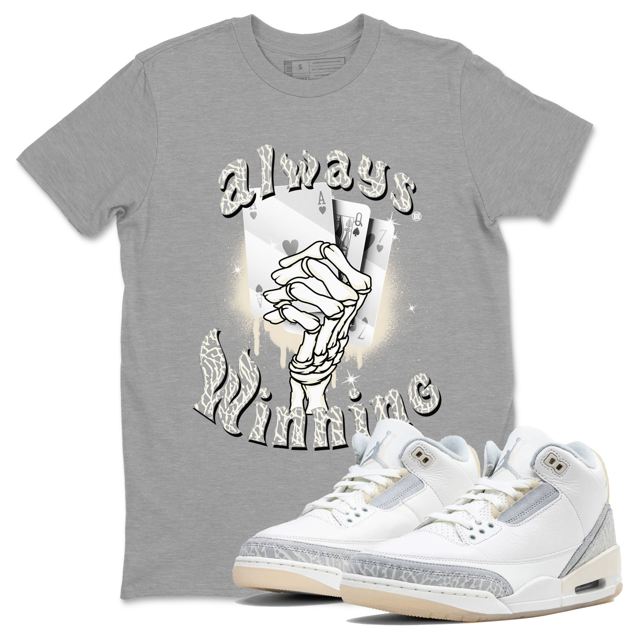 Air Jordan 3 Craft Ivory shirt to match jordans Always Winning sneaker tees 3s Ivory SNRT Sneaker Release Tees unisex cotton Heather Grey 1 crew neck shirt