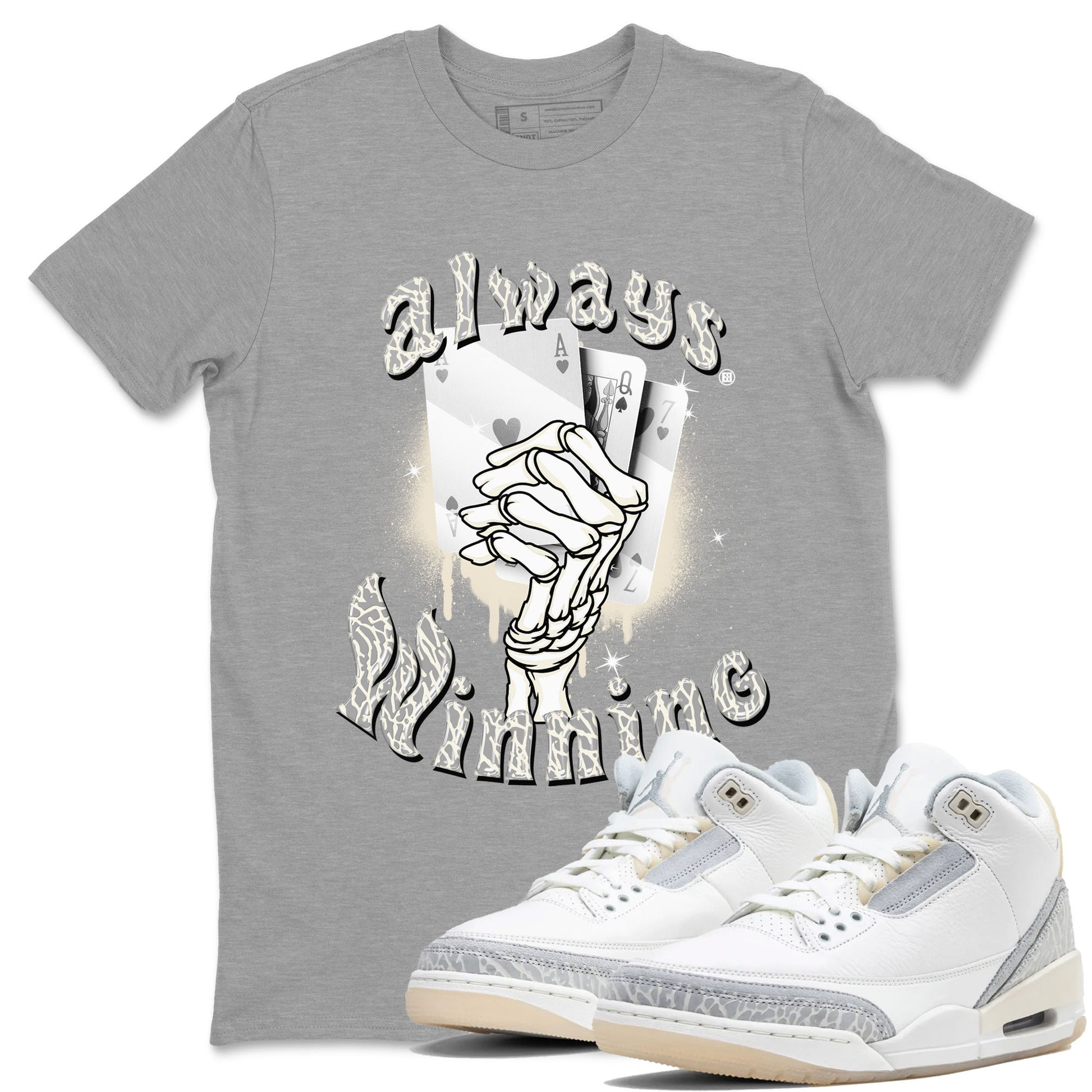 Air Jordan 3 Craft Ivory shirt to match jordans Always Winning sneaker tees 3s Ivory SNRT Sneaker Release Tees unisex cotton Heather Grey 1 crew neck shirt