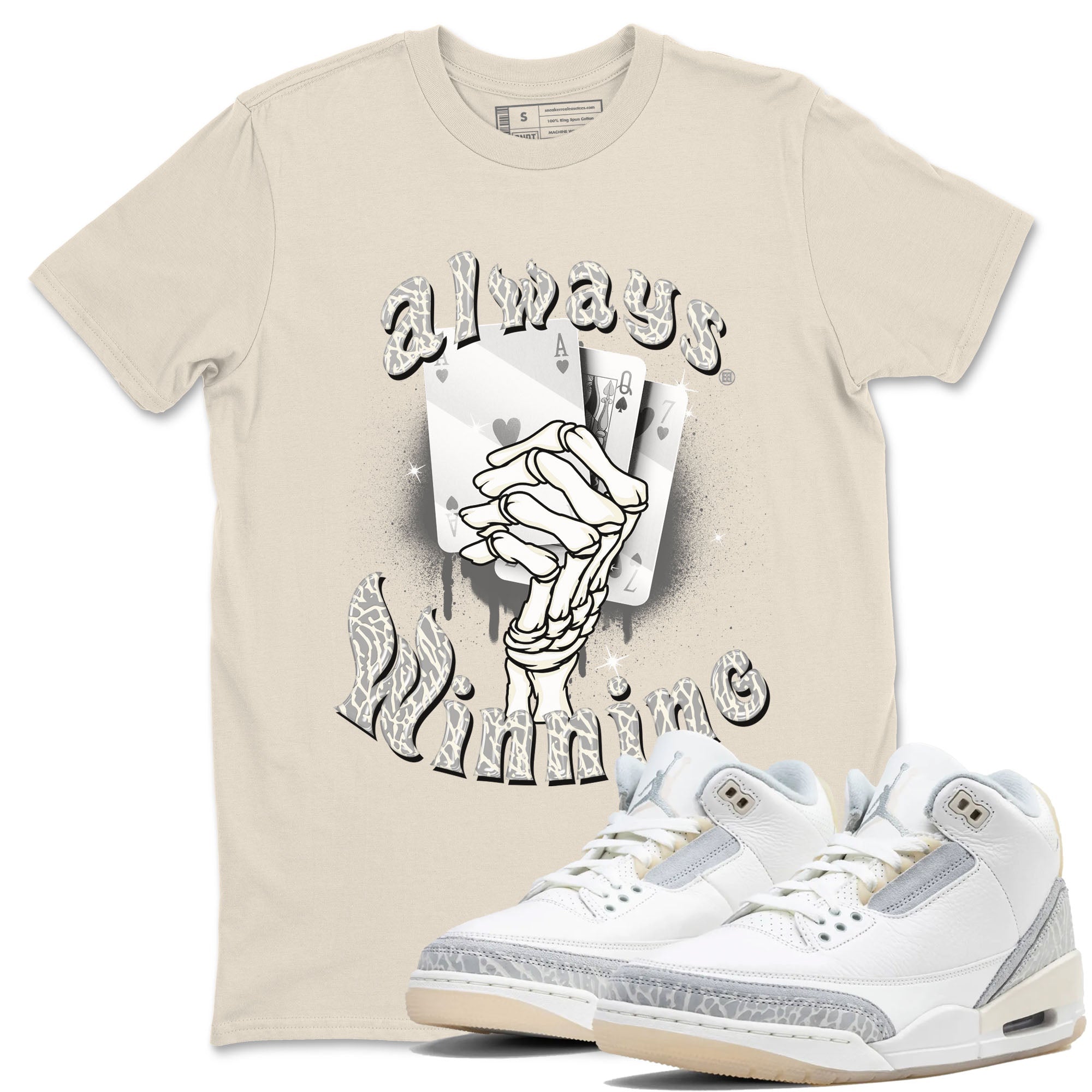 Air Jordan 3 Craft Ivory shirt to match jordans Always Winning sneaker tees 3s Ivory SNRT Sneaker Release Tees unisex cotton Natural 1 crew neck shirt