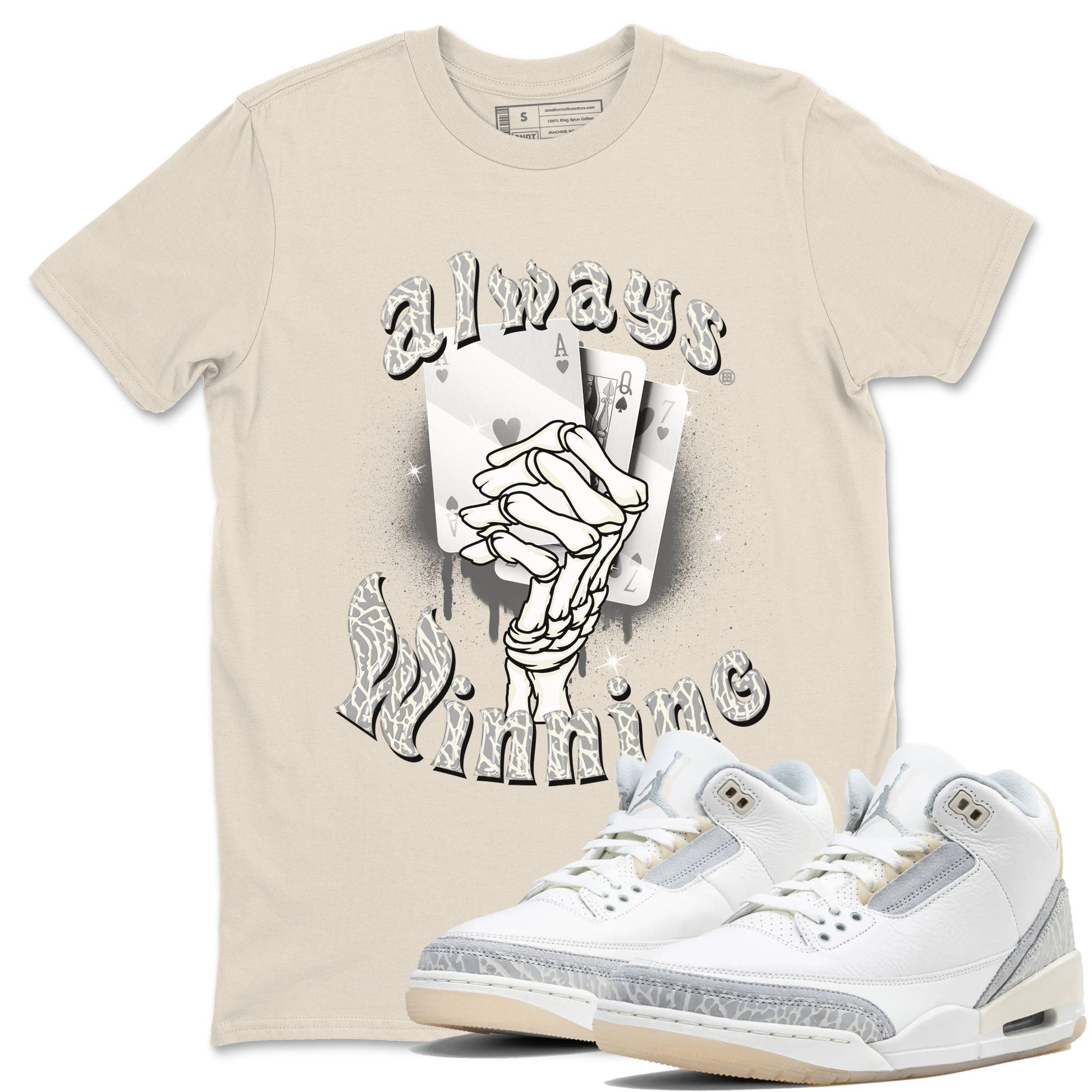 Air Jordan 3 Craft Ivory shirt to match jordans Always Winning sneaker tees 3s Ivory SNRT Sneaker Release Tees unisex cotton Natural 1 crew neck shirt