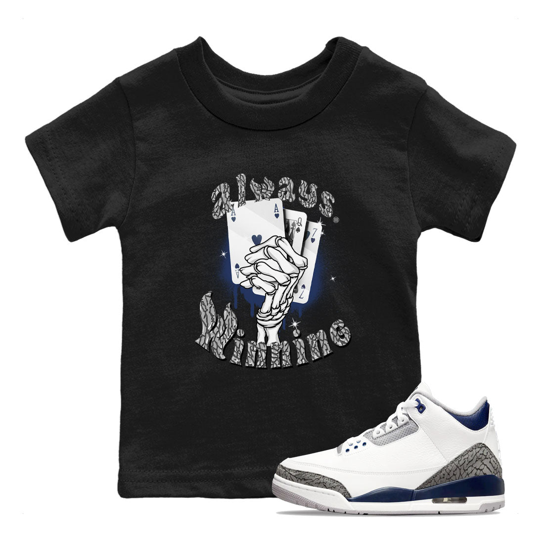 AJ3 Midnight Navy shirt to match jordans Always Winning sneaker tees Air Jordan 3 Retro Midnight Navy SNRT sneaker release tees baby toddler Black 1 cotton Shirt