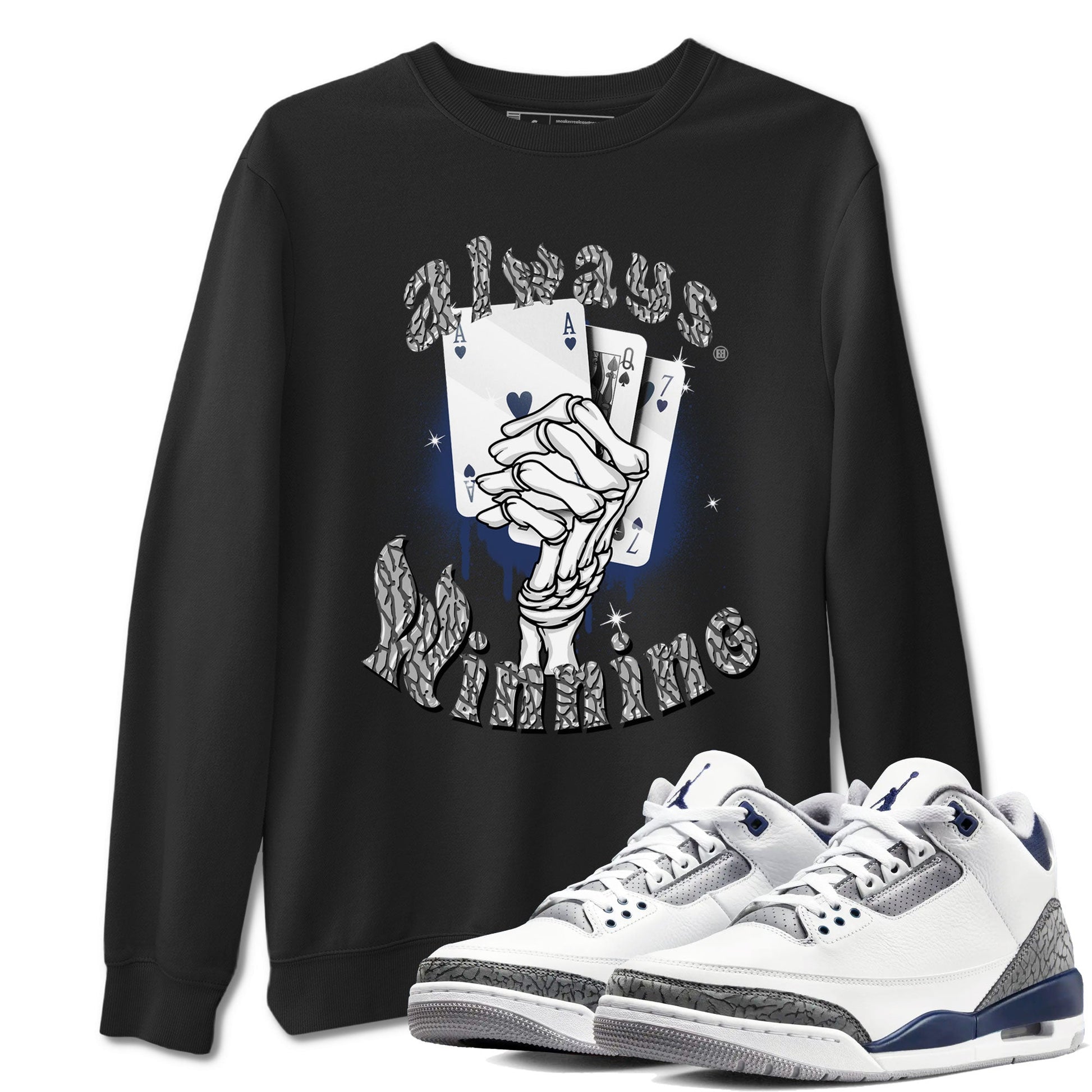 AJ3 Midnight Navy shirt to match jordans Always Winning sneaker tees Air Jordan 3 Retro Midnight Navy SNRT sneaker Release Tees unisex cotton Black 1 crew neck shirt