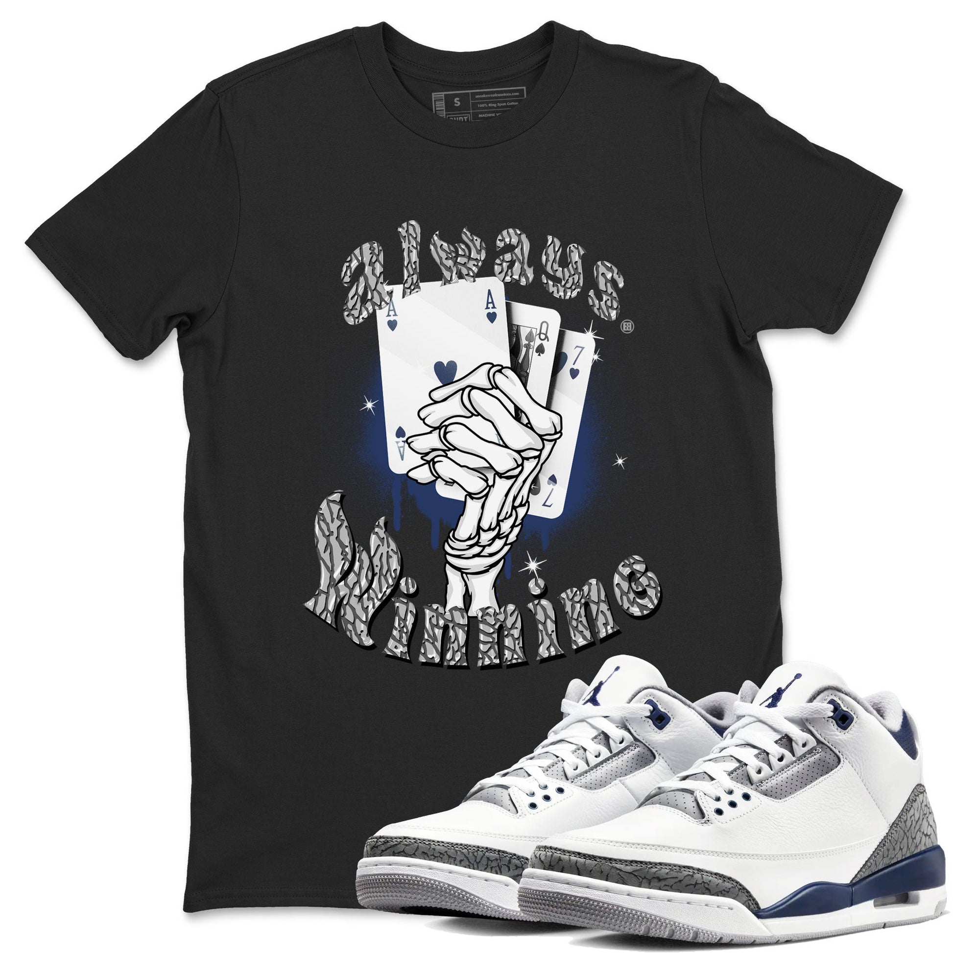 AJ3 Midnight Navy shirt to match jordans Always Winning sneaker tees Air Jordan 3 Retro Midnight Navy SNRT sneaker Release Tees unisex cotton Black 1 crew neck shirt