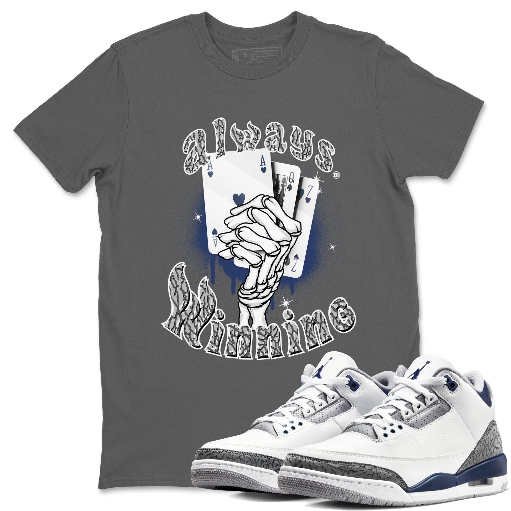 AJ3 Midnight Navy shirt to match jordans Always Winning sneaker tees Air Jordan 3 Retro Midnight Navy SNRT sneaker Release Tees unisex cotton Cool Grey 1 crew neck shirt