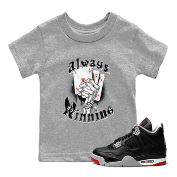 AJ4 Retro Bred Reimagined shirt to match jordans Always Winning sneaker tees Air Jordan 4 Retro Bred Reimagined SNRT sneaker release tees baby toddler Heather Grey 1 cotton Shirt