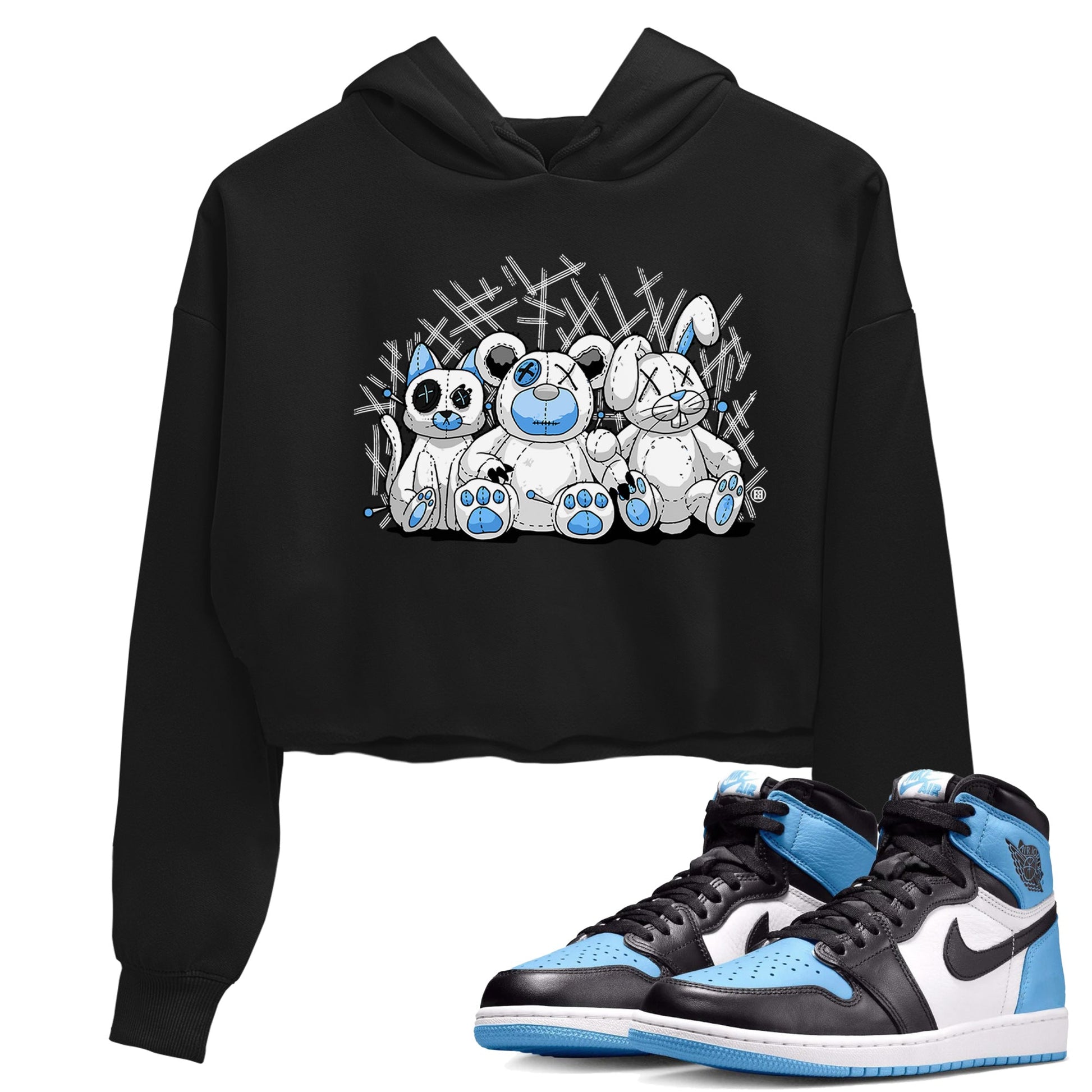 Air Jordan 1 Retro High OG UNC Toe Shirt to match Jordans Animal Homies Sneaker Tees AJ1 UNC Toe Sneaker Tees Crop T-Shirts Black 1