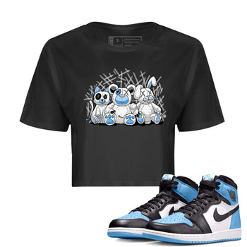 Air Jordan 1 Retro High OG UNC Toe Shirt to match Jordans Animal Homies Sneaker Tees AJ1 UNC Toe Sneaker Tees Crop T-Shirts Black 1