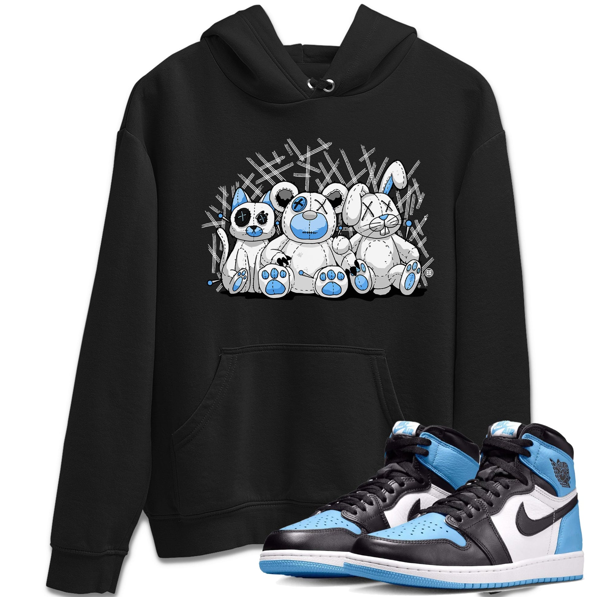 Air Jordan 1 Retro High OG UNC Toe Shirt to match Jordans Animal Homies Sneaker Tees AJ1 UNC Toe Sneaker Tees Crew Neck T-Shirts Black 1