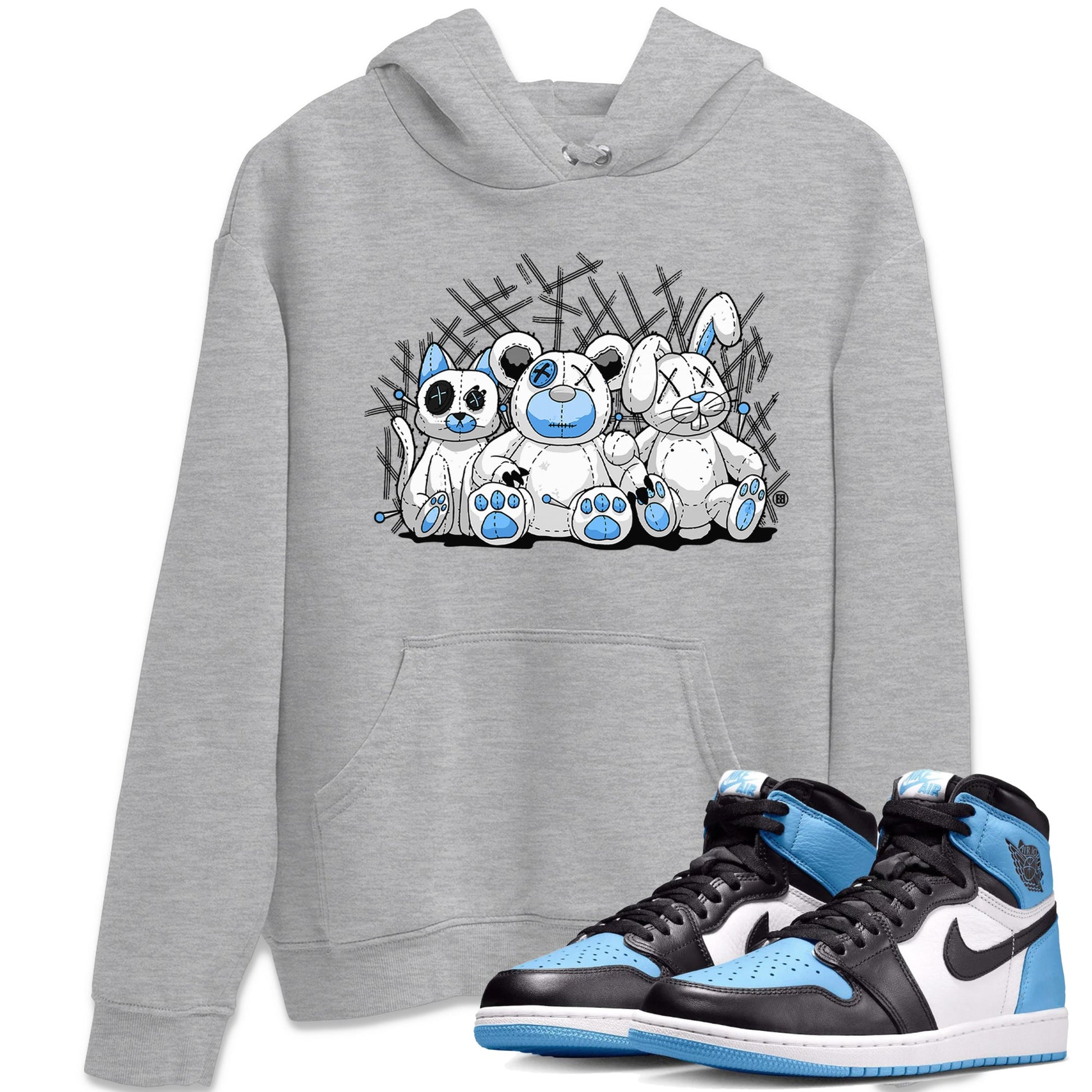 Air Jordan 1 Retro High OG UNC Toe Shirt to match Jordans Animal Homies Sneaker Tees AJ1 UNC Toe Sneaker Tees Crew Neck T-Shirts Heather Grey 1