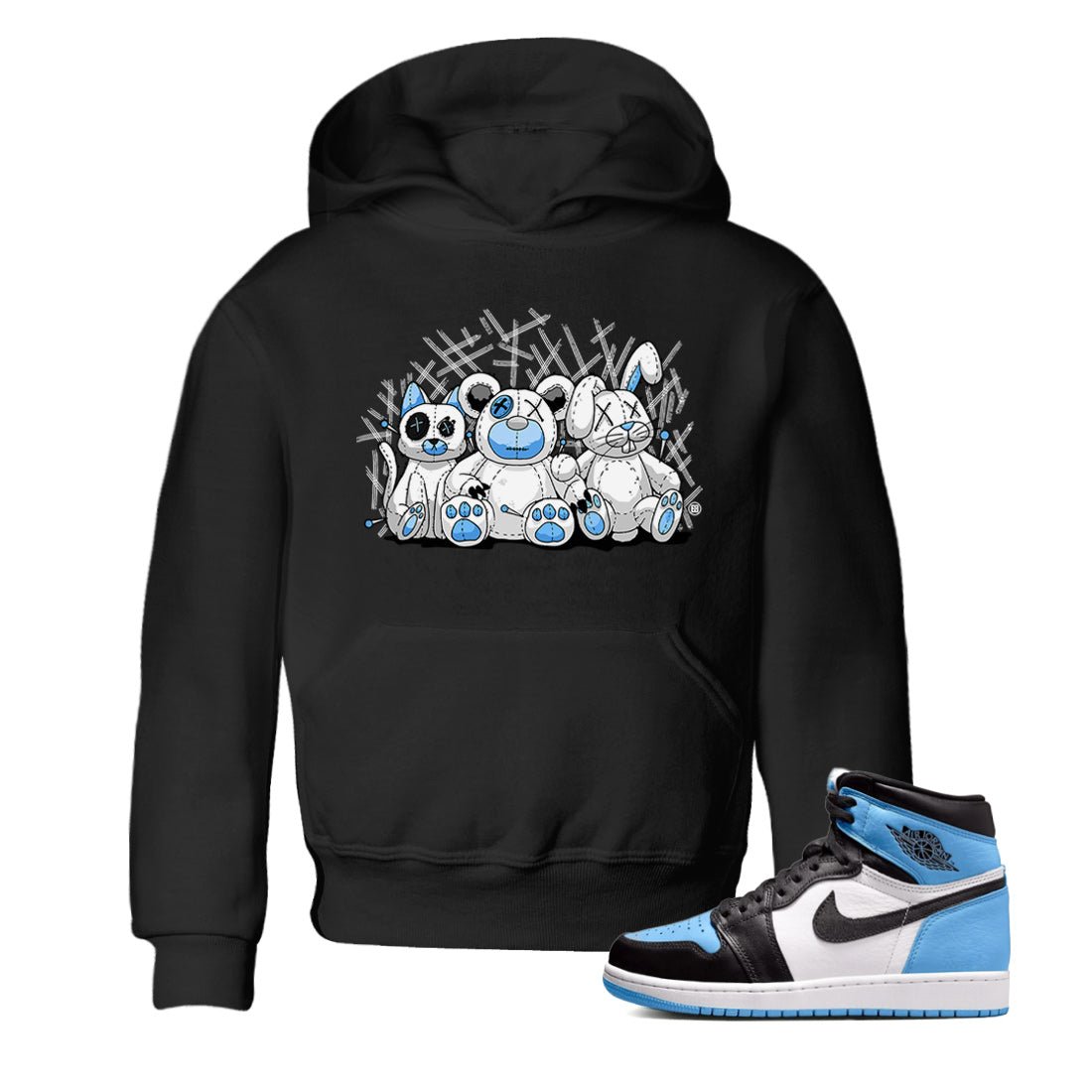 Air Jordan 1 Retro High OG UNC Toe Shirt to match Jordans Animal Homies Sneaker Tees AJ1 UNC Toe Sneaker Tees Kids and Baby Tees Black 1