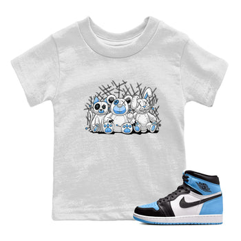 Air Jordan 1 Retro High OG UNC Toe Shirt to match Jordans Animal Homies Sneaker Tees AJ1 UNC Toe Sneaker Tees Kids and Baby Tees White 1