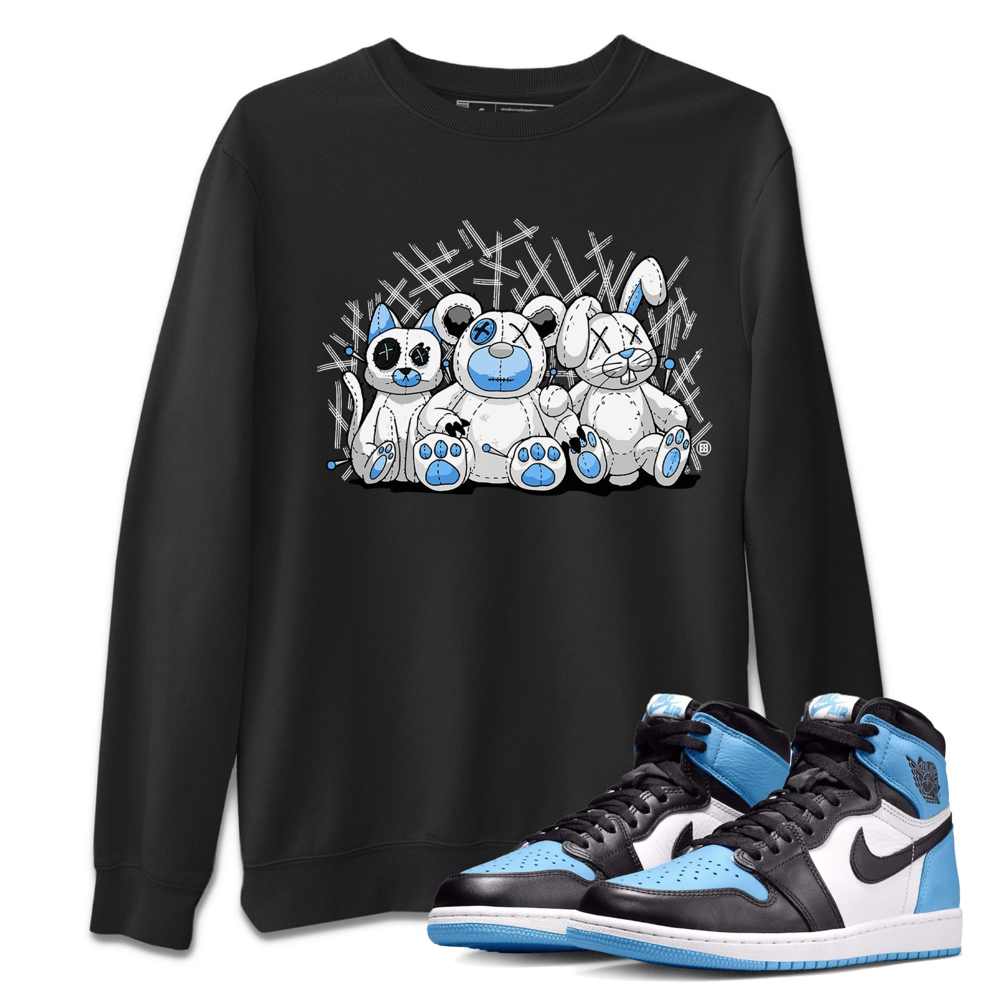 Air Jordan 1 Retro High OG UNC Toe Shirt to match Jordans Animal Homies Sneaker Tees AJ1 UNC Toe Sneaker Tees Crew Neck T-Shirts Black 1