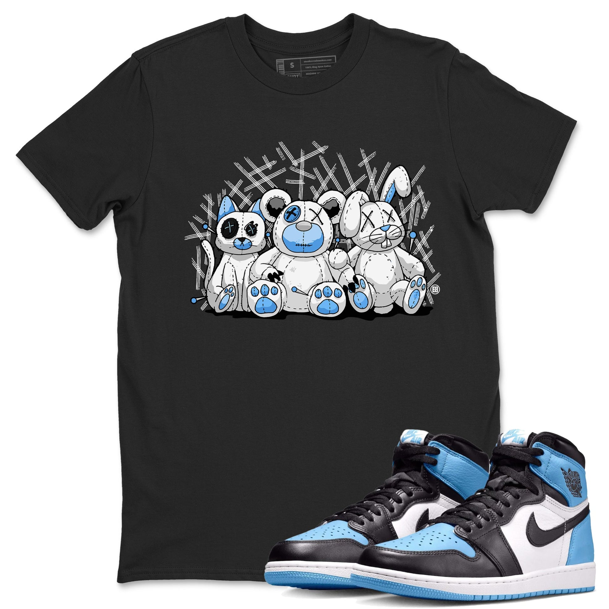 Air Jordan 1 Retro High OG UNC Toe Shirt to match Jordans Animal Homies Sneaker Tees AJ1 UNC Toe Sneaker Tees Crew Neck T-Shirts Black 1