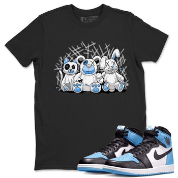 Air Jordan 1 Retro High OG UNC Toe Shirt to match Jordans Animal Homies Sneaker Tees AJ1 UNC Toe Sneaker Tees Crew Neck T-Shirts Black 1