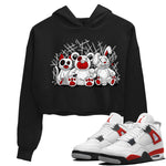 Air Jordan 4 Red Cement Sneaker Match Tees Animal Homies Sneaker Tees AJ4 Red Cement Tee Women's Shirts Black 1