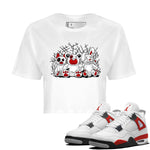 Air Jordan 4 Red Cement Sneaker Match Tees Animal Homies Sneaker Tees AJ4 Red Cement Tee Women's Shirts White 1