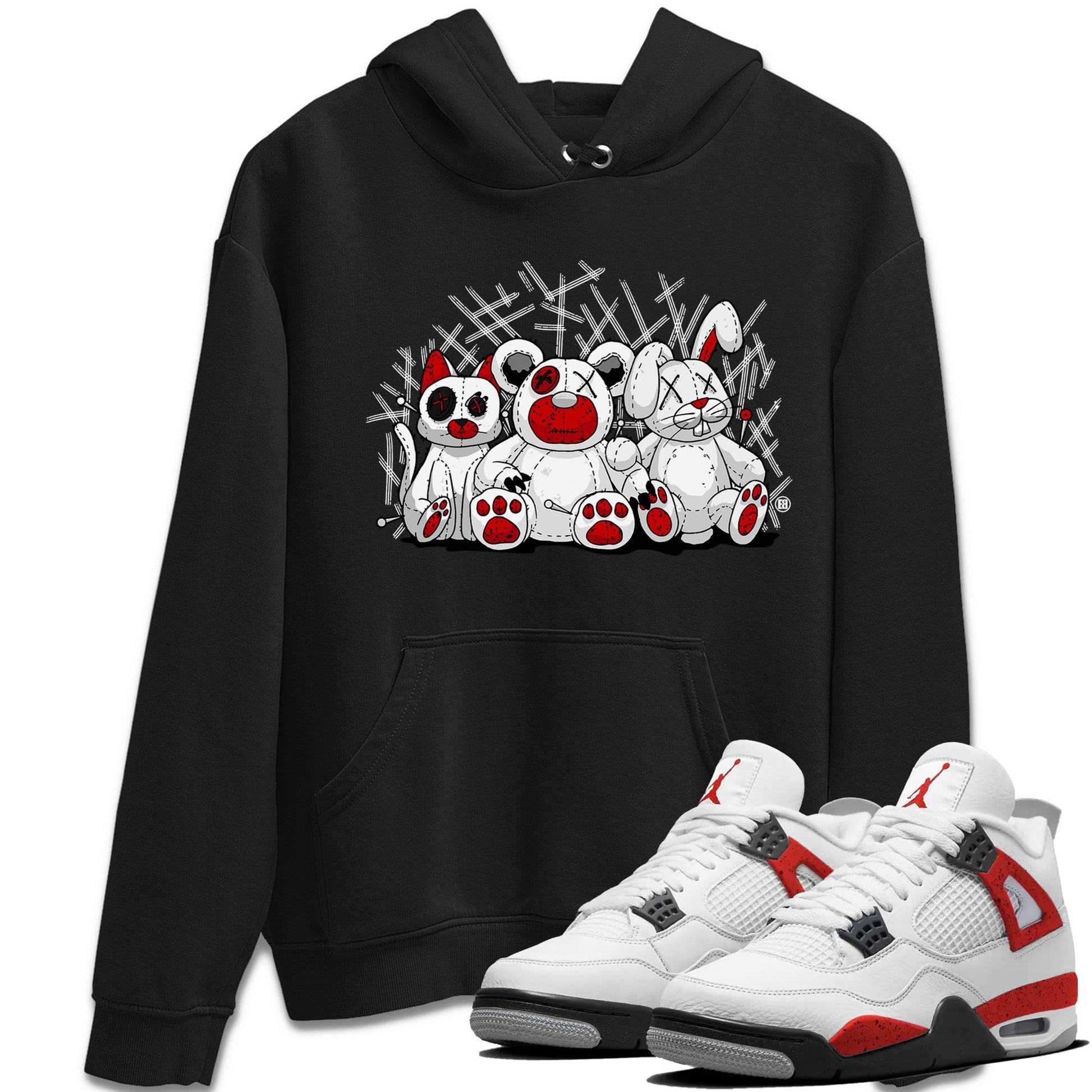 Air Jordan 4 Red Cement Sneaker Match Tees Animal Homies Sneaker Tees AJ4 Red Cement Tee Unisex Shirts Black 1
