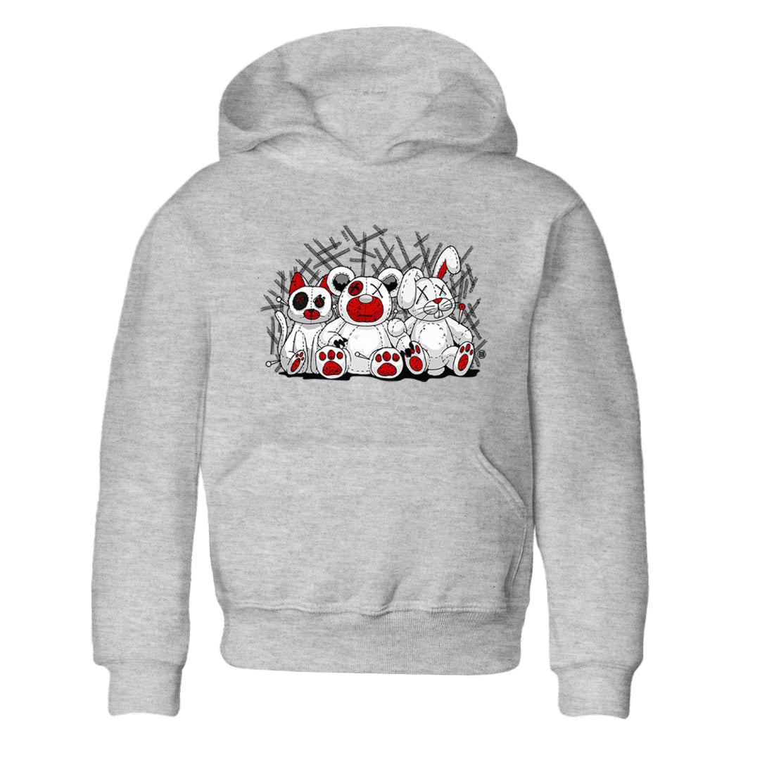 Air Jordan 4 Red Cement Sneaker Match Tees Animal Homies Sneaker Tees AJ4 Red Cement Tee Kids Shirts Heather Grey 2