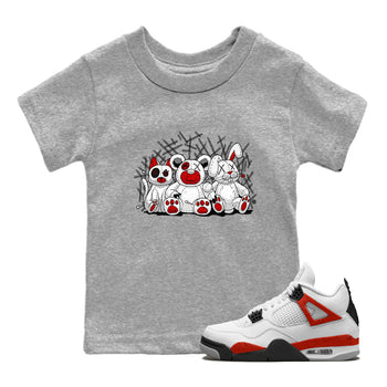Air Jordan 4 Red Cement Sneaker Match Tees Animal Homies Sneaker Tees AJ4 Red Cement Tee Kids Shirts Heather Grey 1