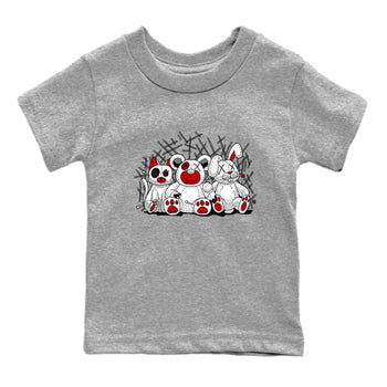 Air Jordan 4 Red Cement Sneaker Match Tees Animal Homies Sneaker Tees AJ4 Red Cement Tee Kids Shirts Heather Grey 2
