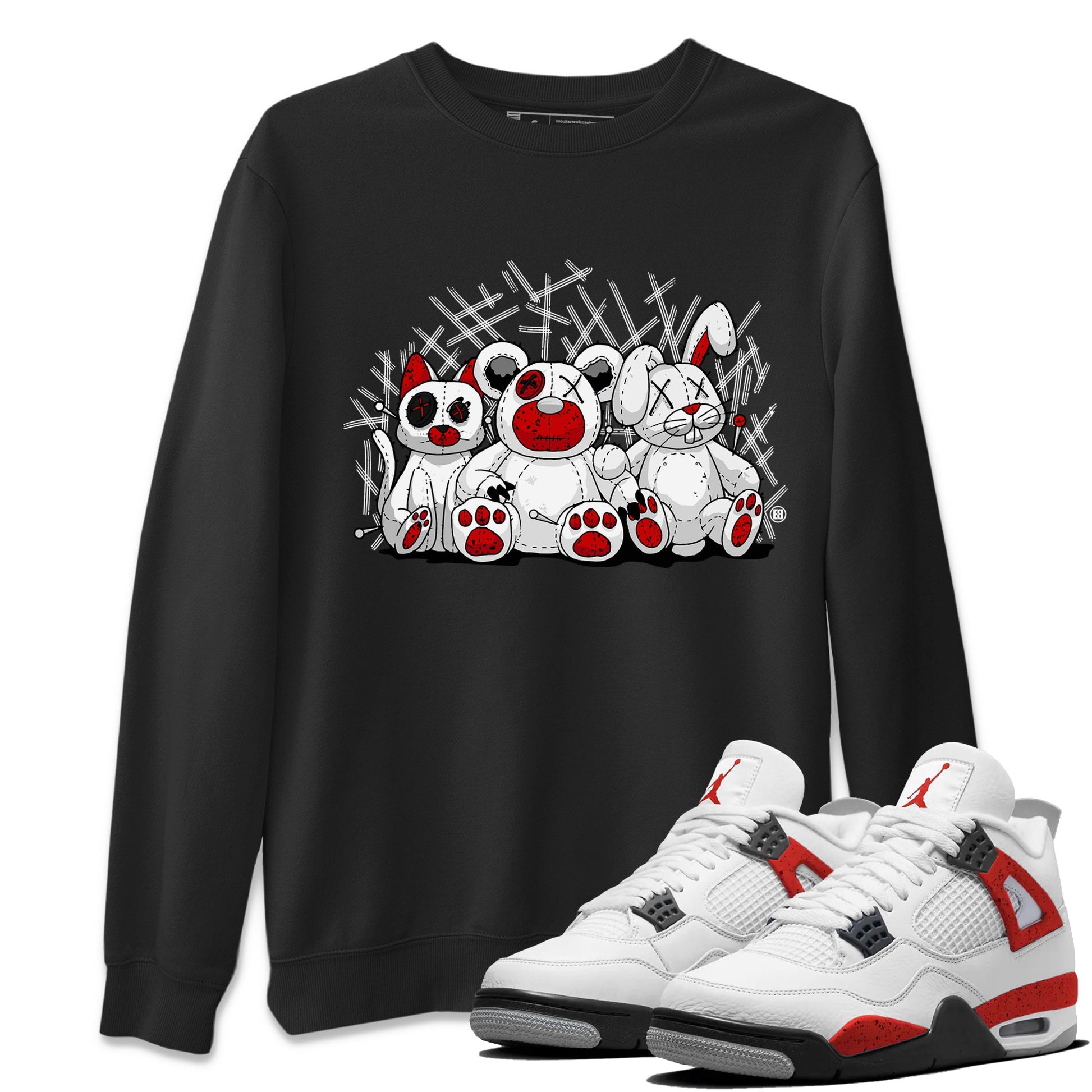 Air Jordan 4 Red Cement Sneaker Match Tees Animal Homies Sneaker Tees AJ4 Red Cement Tee Unisex Shirts Black 1