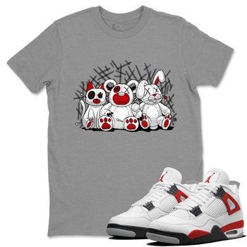 Air Jordan 4 Red Cement Sneaker Match Tees Animal Homies Sneaker Tees AJ4 Red Cement Tee Unisex Shirts Heather Grey 1