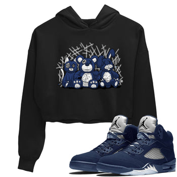 Jordan 5 Retro Midnight Navy shirt to match jordans Navy Animal Homies sneaker tees Air Jordan 5 Georgetown 5s Navy SNRT Sneaker Tees Black 1 Crop T-Shirt