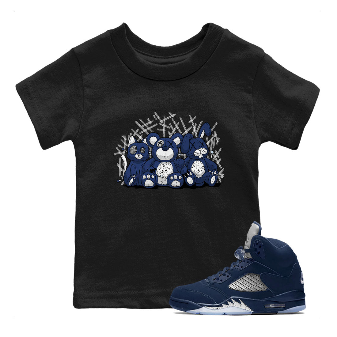 Jordan 5 Retro Midnight Navy shirt to match jordans Navy Animal Homies sneaker tees Air Jordan 5 Georgetown 5s Navy SNRT Sneaker Tees Baby Toddler Sneaker Matching Shirt Black 1 T-Shirt