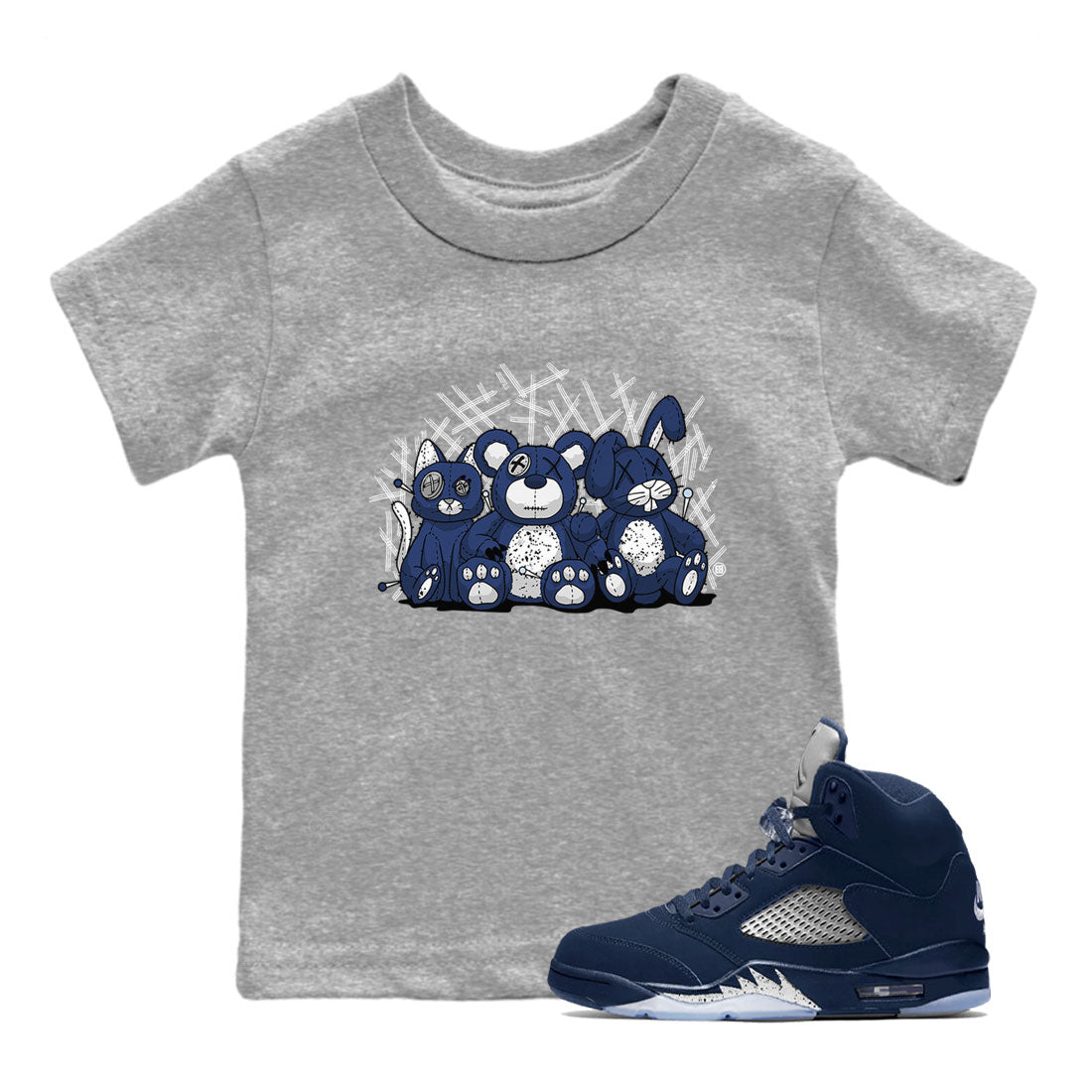 Jordan 5 Retro Midnight Navy shirt to match jordans Navy Animal Homies sneaker tees Air Jordan 5 Georgetown 5s Navy SNRT Sneaker Tees Baby Toddler Sneaker Matching Shirt Heather Grey 1 T-Shirt