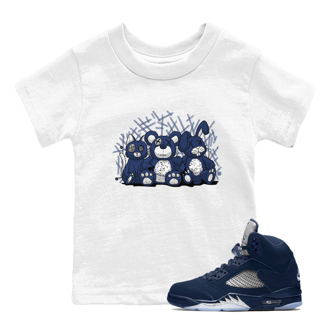 Jordan 5 Retro Midnight Navy shirt to match jordans Navy Animal Homies sneaker tees Air Jordan 5 Georgetown 5s Navy SNRT Sneaker Tees Baby Toddler Sneaker Matching Shirt White 1 T-Shirt