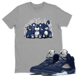 Jordan 5 Retro Midnight Navy shirt to match jordans Navy Animal Homies sneaker tees Air Jordan 5 Georgetown 5s Navy SNRT Sneaker Tees Unisex Navy 5s Sneaker Matching Clothes Heather Grey 1 T-Shirt