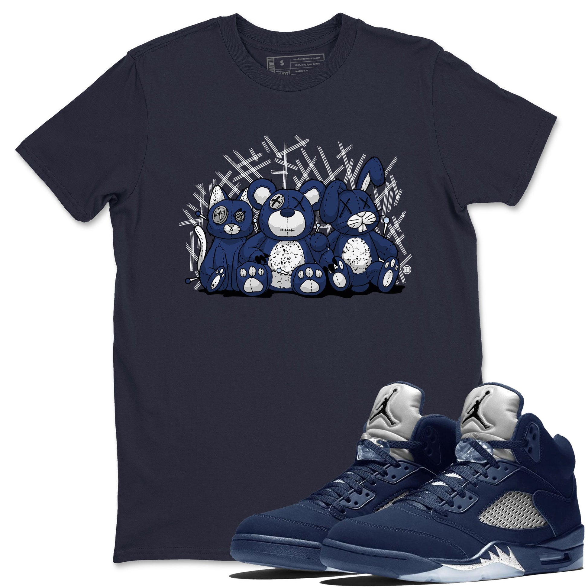 Jordan 5 Retro Midnight Navy shirt to match jordans Navy Animal Homies sneaker tees Air Jordan 5 Georgetown 5s Navy SNRT Sneaker Tees Unisex Navy 5s Sneaker Matching Clothes Navy 1 T-Shirt
