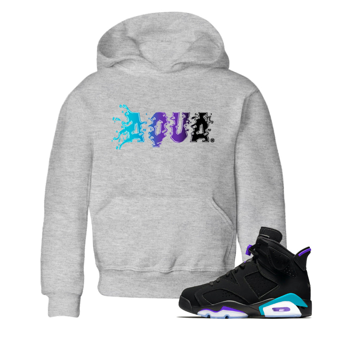 Air Jordan 6 Aqua Sneaker Match Tees Aqua Sneaker Tees AJ6 Aqua Sneaker Release T-Shirt Kids Shirts Heather Grey 1