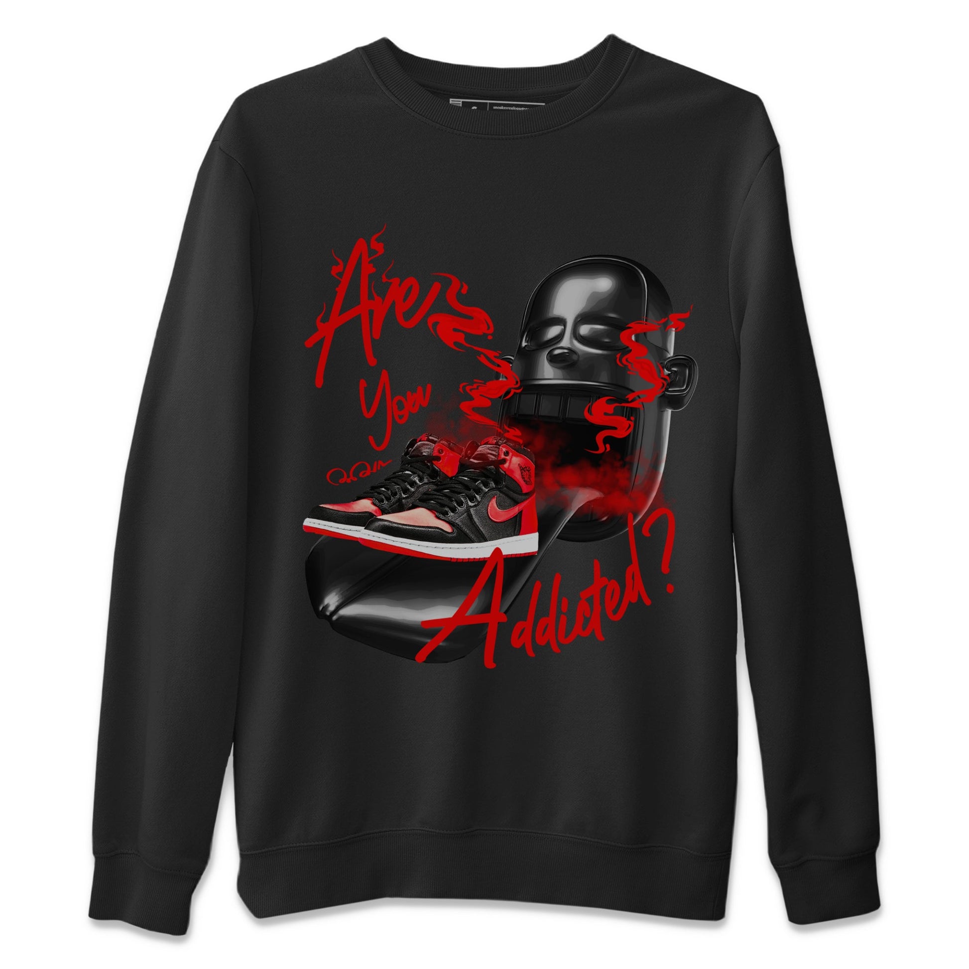 Air Jordan 1 Satin Bred Sneaker Match Tees Are You Addicted Sneaker Tees AJ1 Satin Bred Sneaker Release Tees Unisex Shirts Black 2
