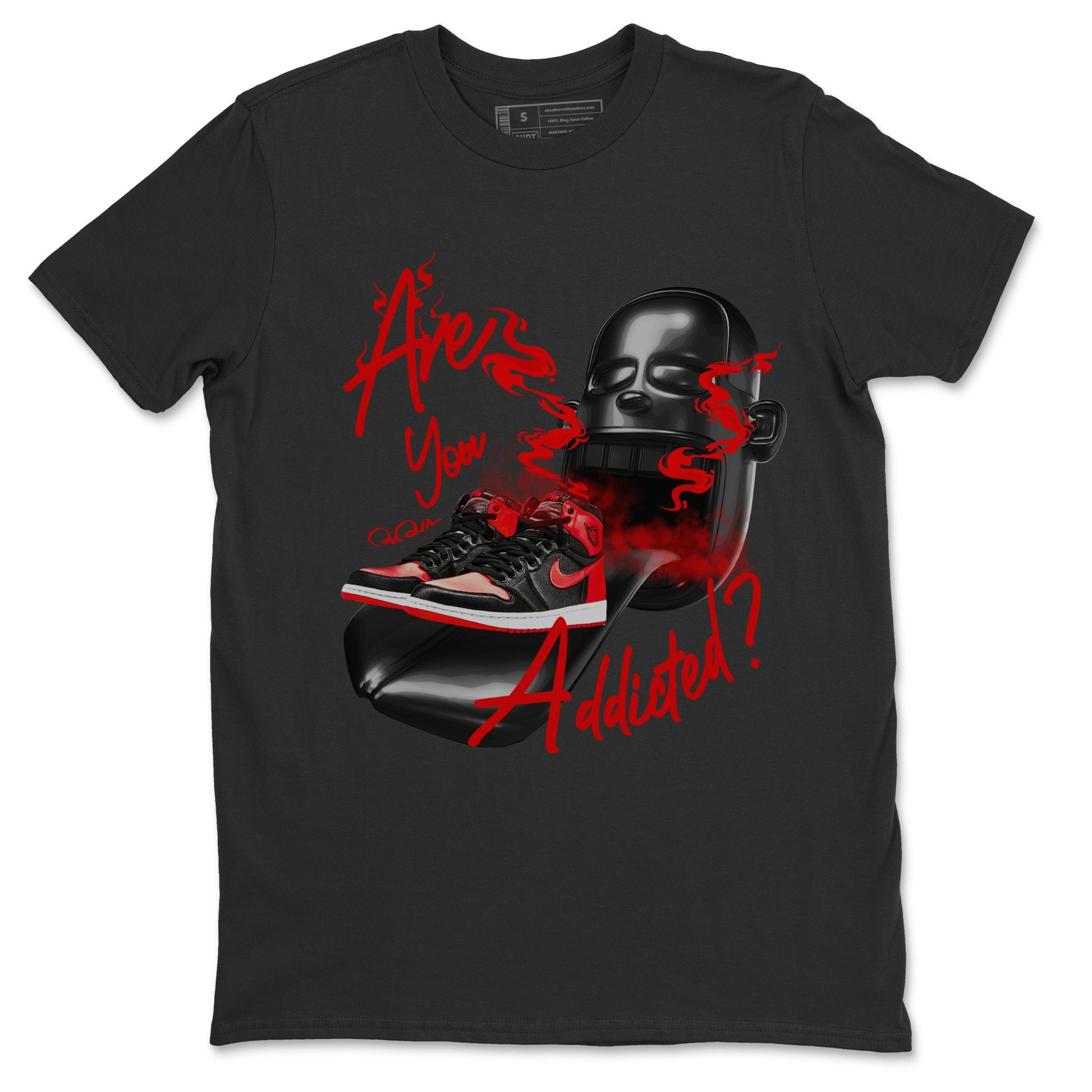 Air Jordan 1 Satin Bred Sneaker Match Tees Are You Addicted Sneaker Tees AJ1 Satin Bred Sneaker Release Tees Unisex Shirts Black 2