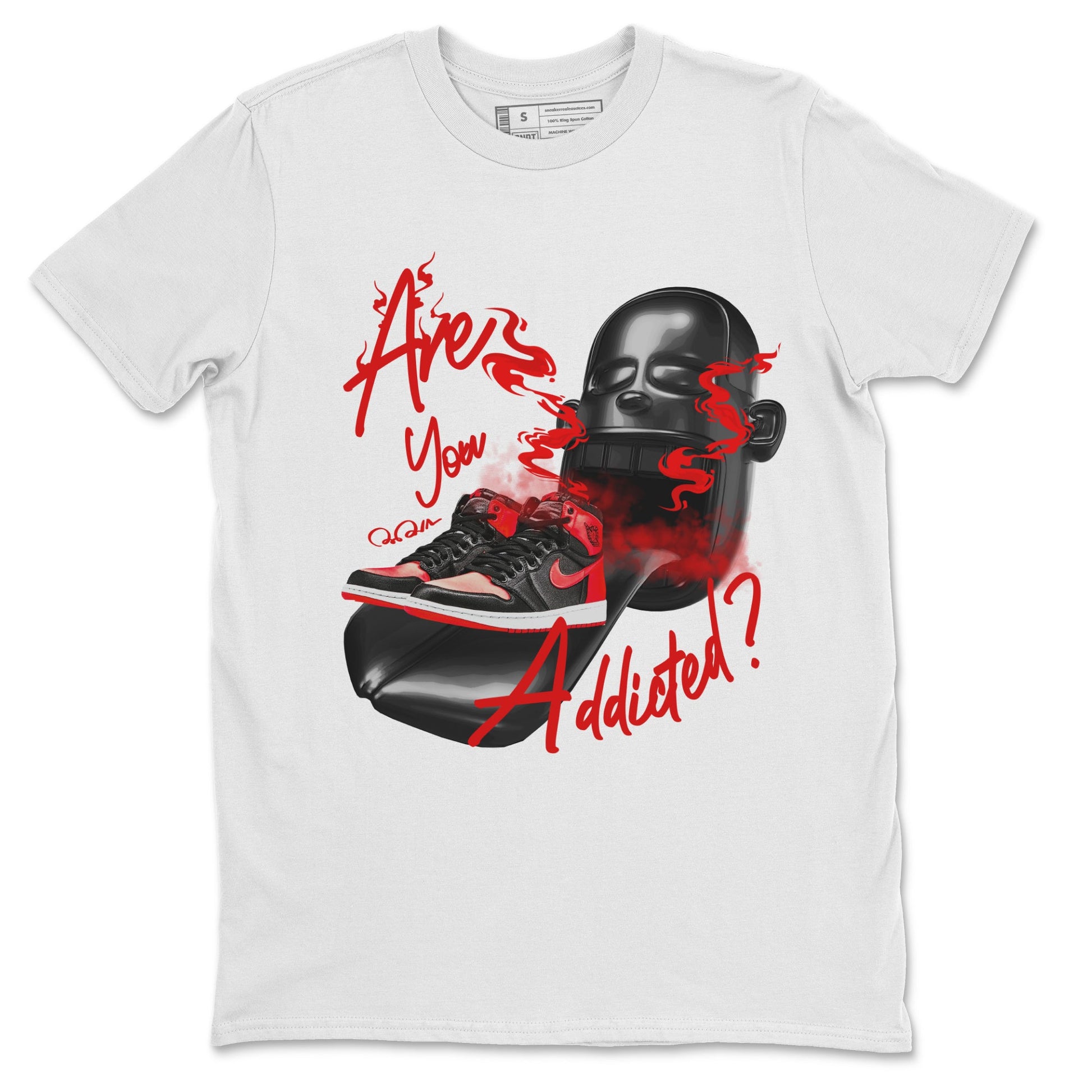 Air Jordan 1 Satin Bred Sneaker Match Tees Are You Addicted Sneaker Tees AJ1 Satin Bred Sneaker Release Tees Unisex Shirts White 2