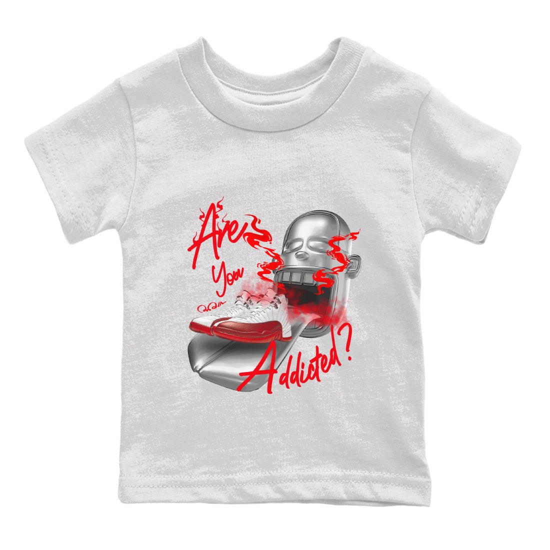 Air Jordan 12 Cherry Sneaker Match Tees Are You Addicted Sneaker Tees AJ12 Cherry Sneaker Release Tees Kids Shirts White 2