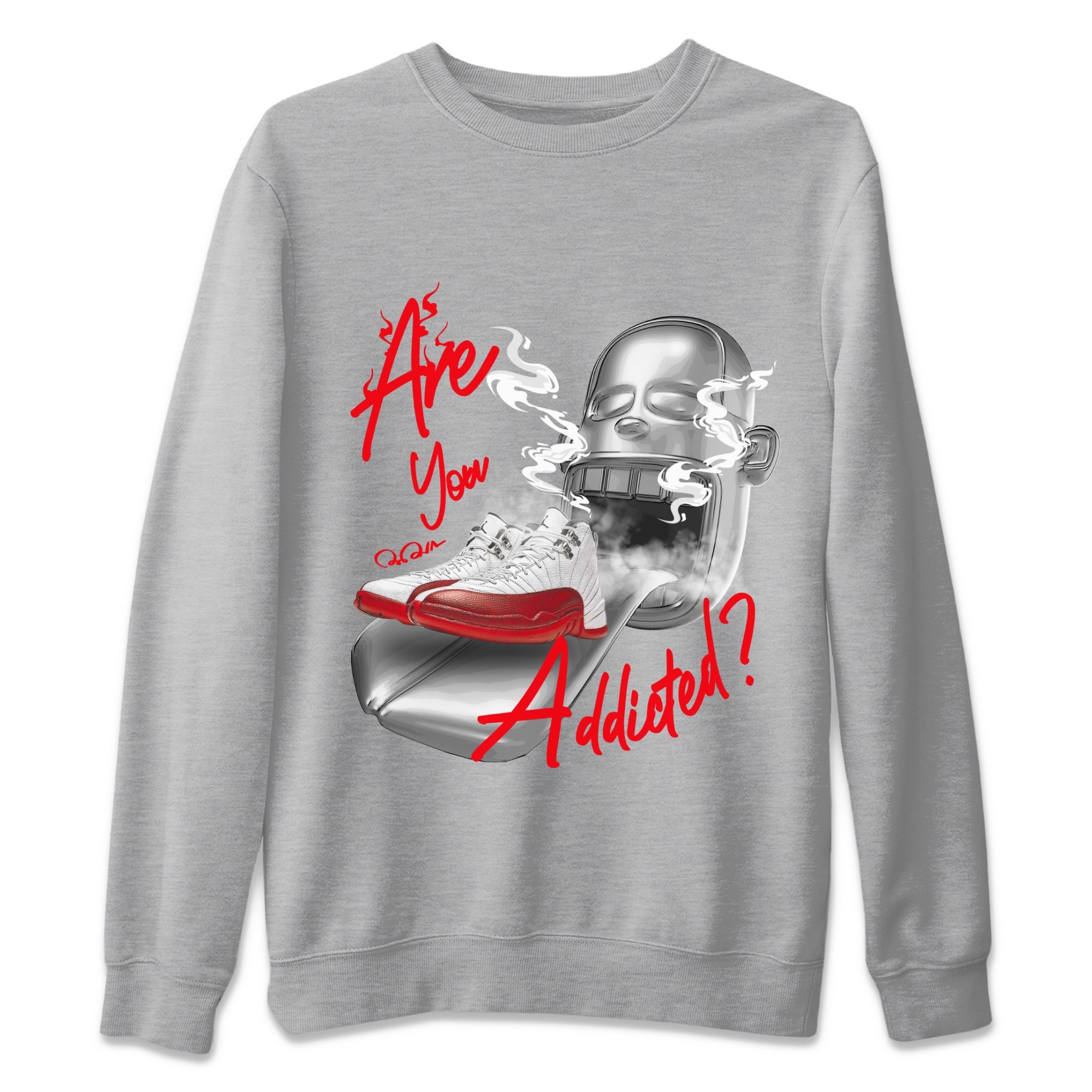 Air Jordan 12 Cherry Sneaker Match Tees Are You Addicted Sneaker Tees AJ12 Cherry Sneaker Release Tees Unisex Shirts Heather Grey 2