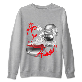 Air Jordan 12 Cherry Sneaker Match Tees Are You Addicted Sneaker Tees AJ12 Cherry Sneaker Release Tees Unisex Shirts Heather Grey 2