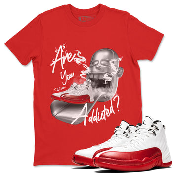 Air Jordan 12 Cherry Sneaker Match Tees Are You Addicted Sneaker Tees AJ12 Cherry Sneaker Release Tees Unisex Shirts Red 1