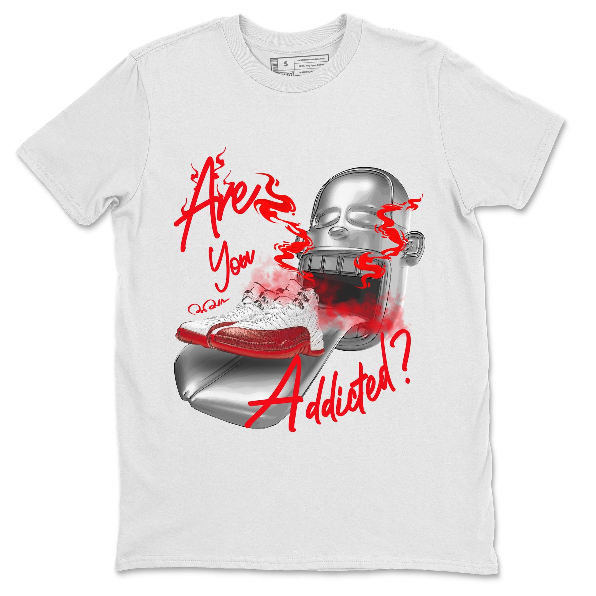 Air Jordan 12 Cherry Sneaker Match Tees Are You Addicted Sneaker Tees AJ12 Cherry Sneaker Release Tees Unisex Shirts White 2