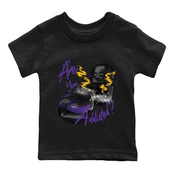 Air Jordan 12 Field Purple Sneaker Match Tees Are You Addicted Sneaker Tees AJ12 Field Purple Sneaker Release Tees Kids Shirts Black 2