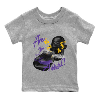 Air Jordan 12 Field Purple Sneaker Match Tees Are You Addicted Sneaker Tees AJ12 Field Purple Sneaker Release Tees Kids Shirts Heather Grey 2