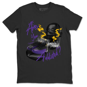 Air Jordan 12 Field Purple Sneaker Match Tees Are You Addicted Sneaker Tees AJ12 Field Purple Sneaker Release Tees Unisex Shirts Black 2