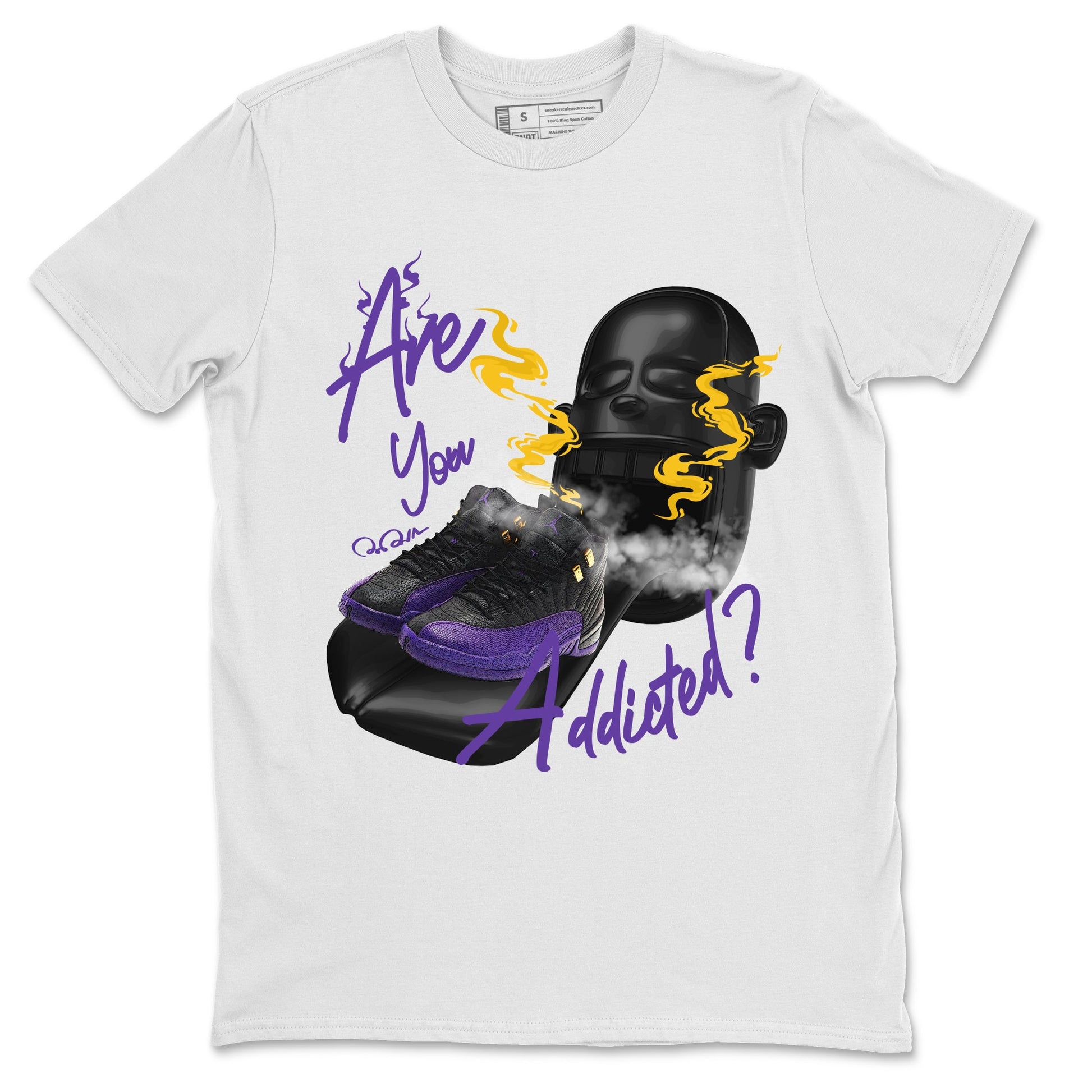 Air Jordan 12 Field Purple Sneaker Match Tees Are You Addicted Sneaker Tees AJ12 Field Purple Sneaker Release Tees Unisex Shirts White 2