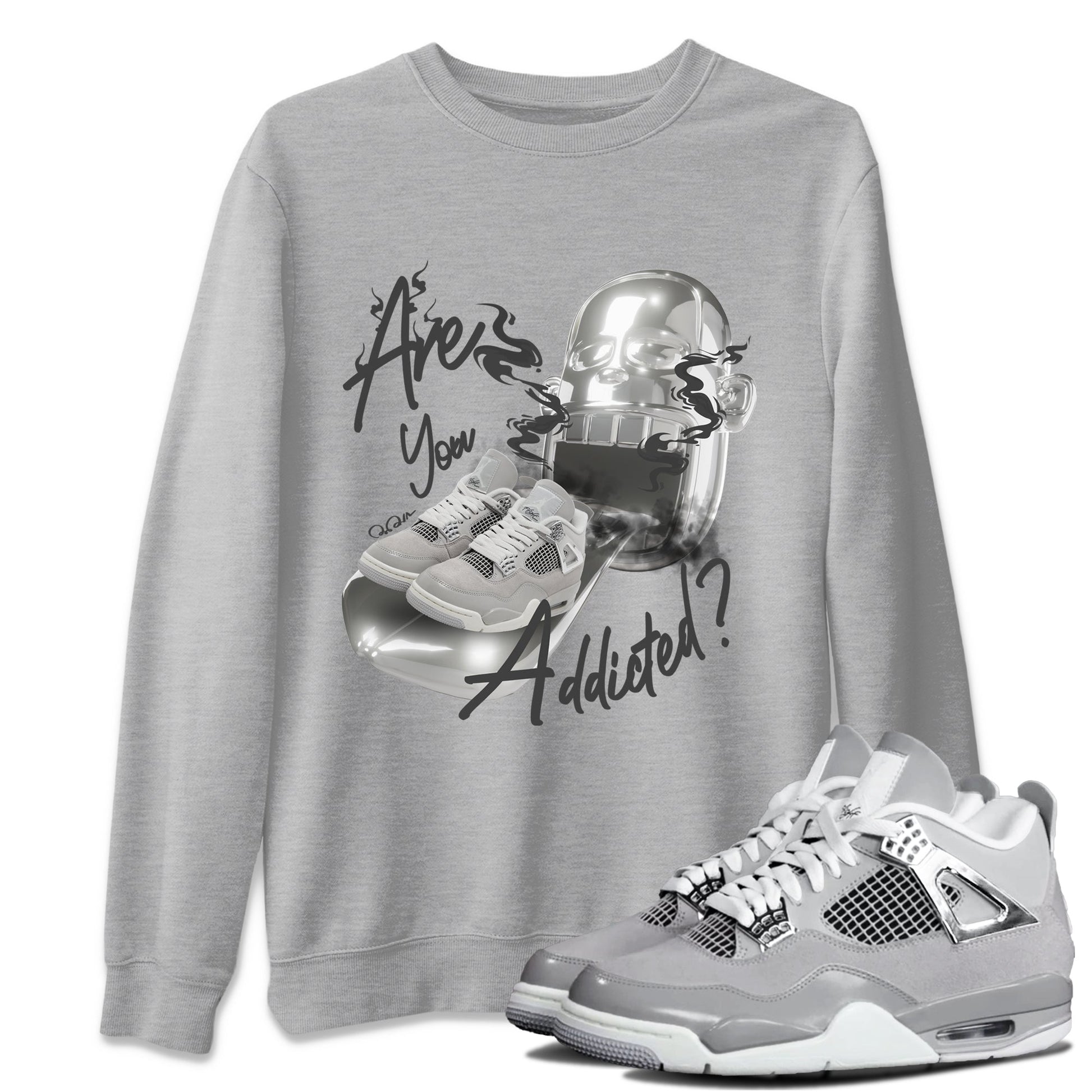 Air Jordan 4 Light Iron Ore shirt to match jordans Are You Addicted sneaker tees AJ4 Frozen Moments SNRT Sneaker Release Tees Unisex Heather Grey 1 T-Shirt