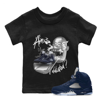 Air Jordan 5 Georgetown Sneaker Match Tees Are You Addicted Sneaker Tees AJ5 Georgetown Sneaker Release Tees Kids Shirts Black 1