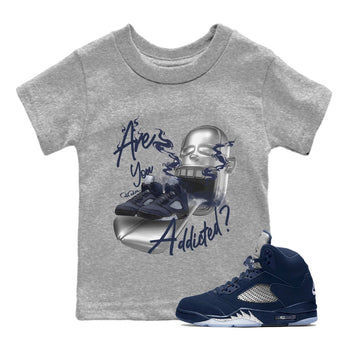 Air Jordan 5 Georgetown Sneaker Match Tees Are You Addicted Sneaker Tees AJ5 Georgetown Sneaker Release Tees Kids Shirts Heather Grey 1